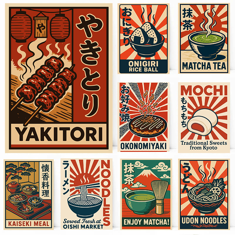 Japanese Lifestyle And Traditions - 빈티지 스타일 일본 음식 포스터 전통