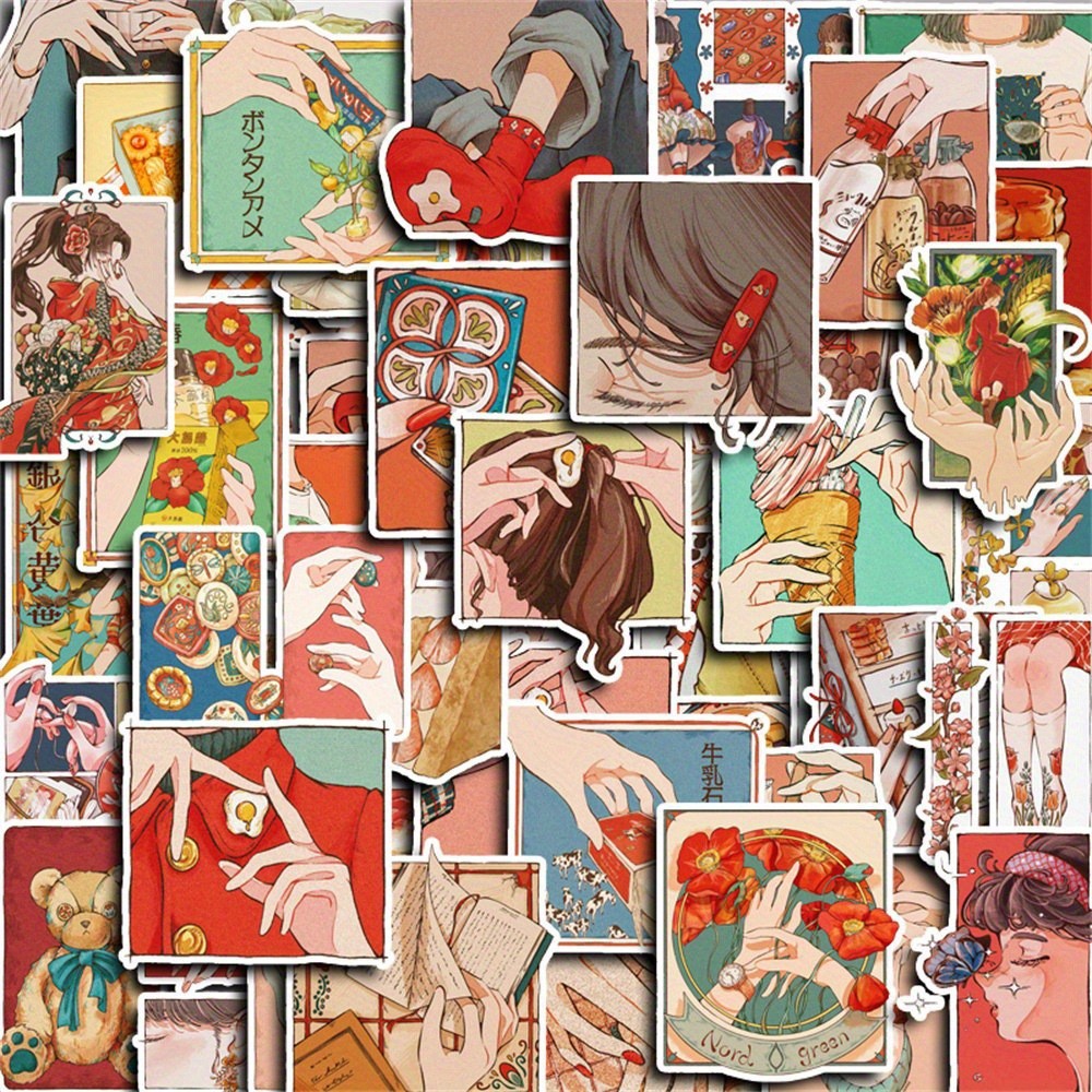 Japanese Lifestyle Anime - 50Pcs 일본 전통 빈티지 스타일 스티커