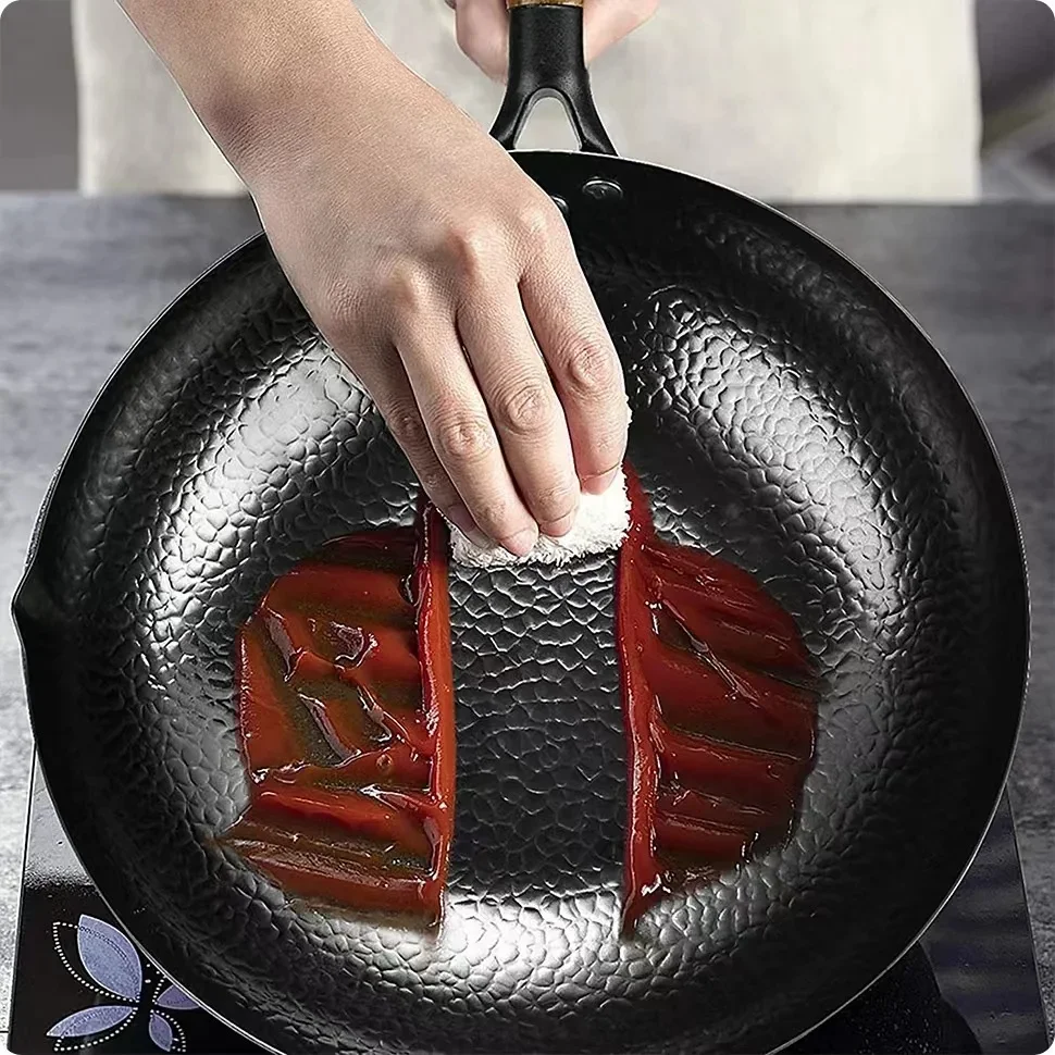 Cast Iron Tetsubin - 코팅 없는 고급 다리미 웍 팬,