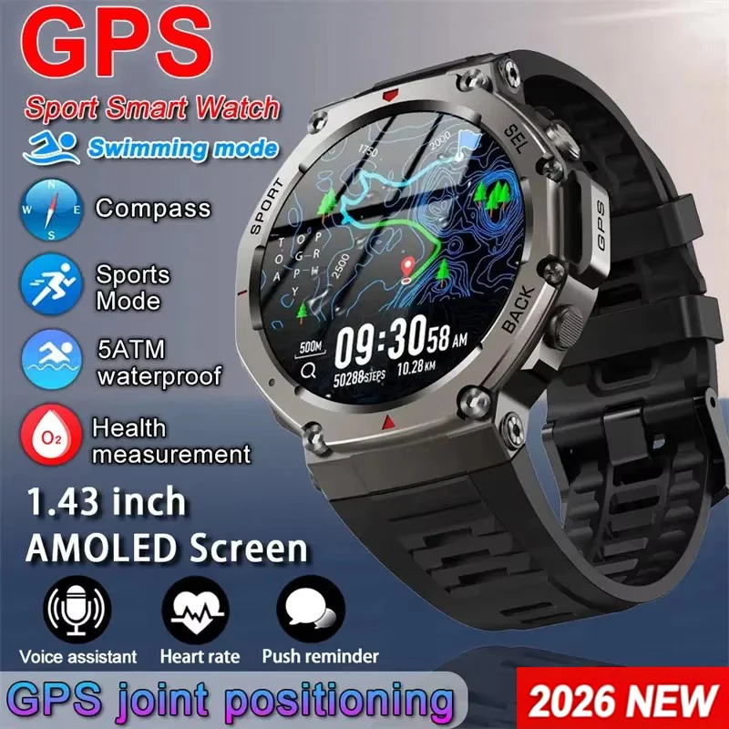 Japanese Active Lifestyle - 남성용 스마트워치 GPS AMOLED 터치스크린 5ATM