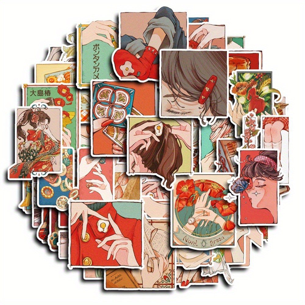 50개 일본 전통 빈티지 스타일 스티커 헤이세이 시대  - Japanese Lifestyle And Traditions 리뷰 및 가격