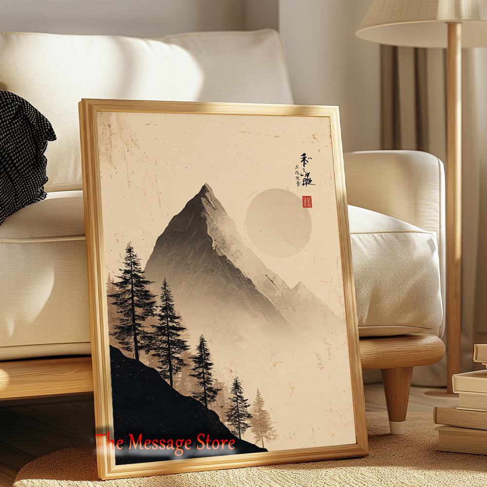 미니멀리스트 일본 풍경 포스터 후지산 젠 잉크 워시 산 - Japanese Lifestyle And Traditions 리뷰 및 가격