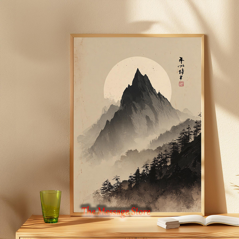 미니멀리스트 일본 풍경 포스터 후지산 젠 잉크 워시 산 - Japanese Lifestyle And Traditions 리뷰 및 가격