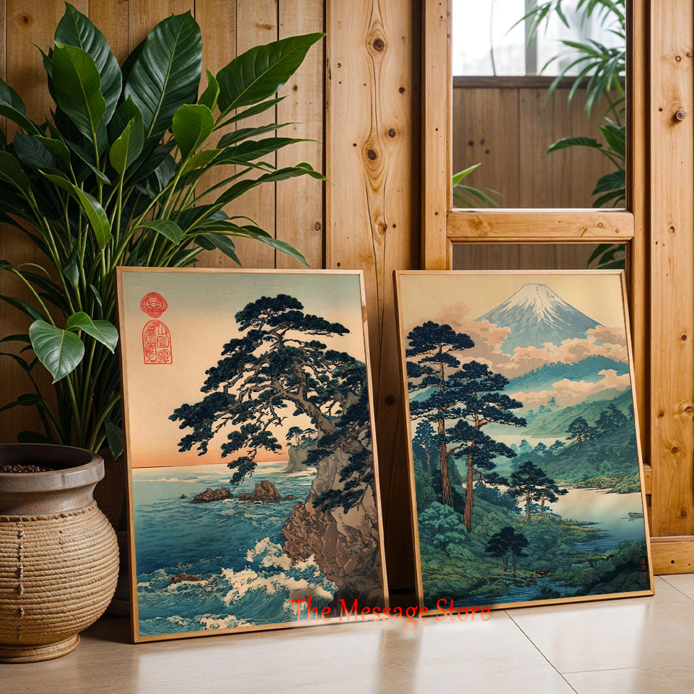 빈티지 일본 숲 소나무 대나무 그림 아시아 전통 수묵화 - Japanese Lifestyle And Traditions 리뷰 및 가격