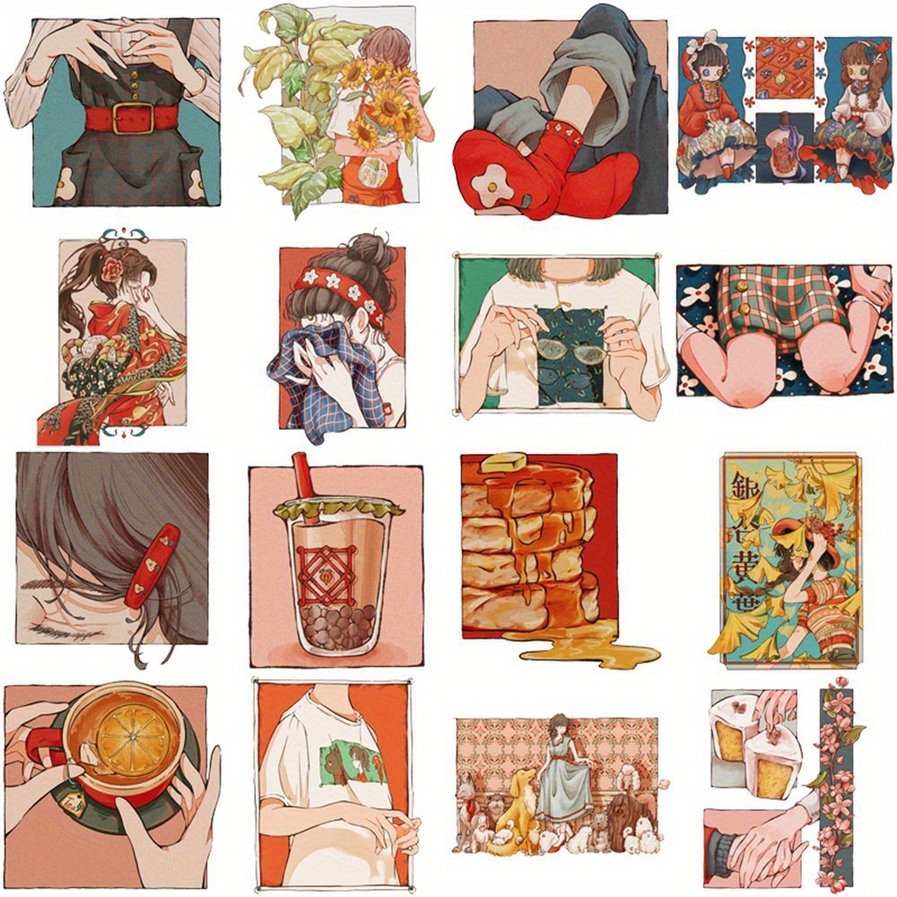 50Pcs 일본 전통 빈티지 스타일 스티커 헤이세이 시 - Japanese Lifestyle Anime 리뷰 및 가격
