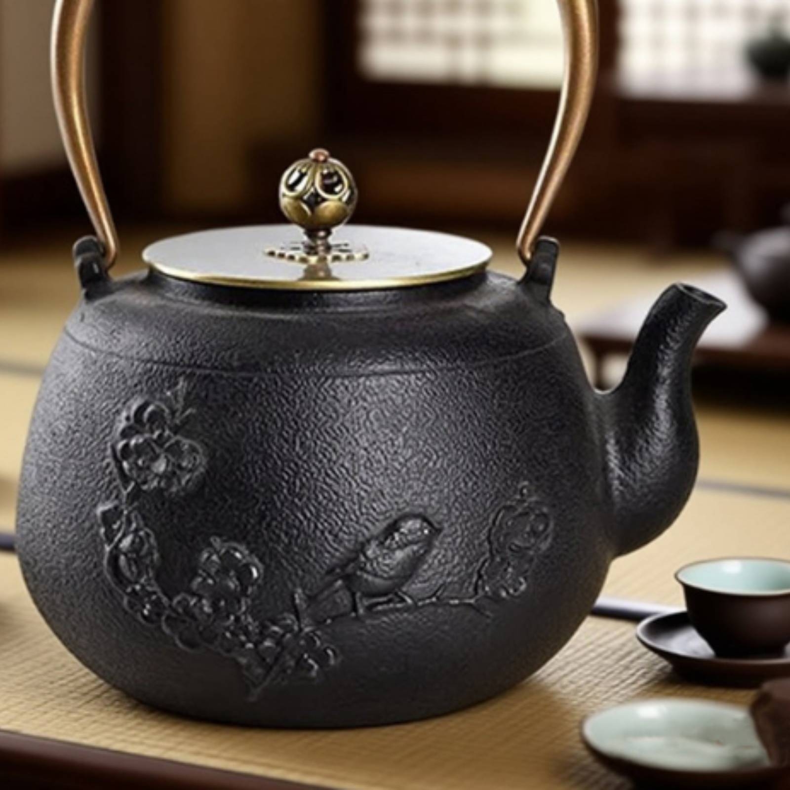 주철 티팟 구리색 손잡이 일본식 테츠빈 티팟 스토브탑  - Cast Iron Tetsubin 리뷰 및 가격